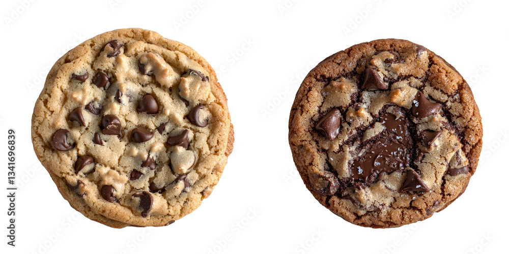 Poster generative ai created an isolated soft baked chocolate chip cookie on a transparent background
