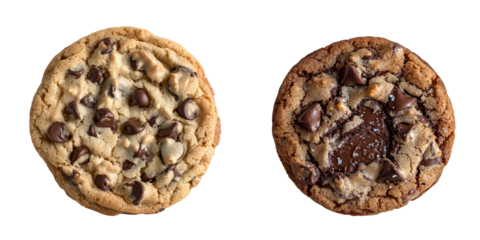 Generative Ai created an isolated soft baked chocolate chip cookie on a transparent background