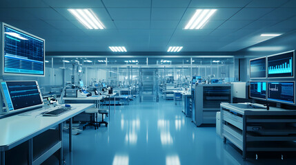 Fototapeta premium Futuristic laboratory environment showcasing technology and innovation in scientific research