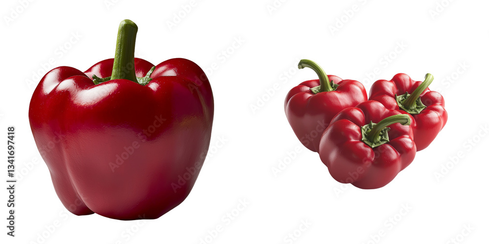 Poster the image of a fresh red bell pepper isolated on a transparent background was generated using genera