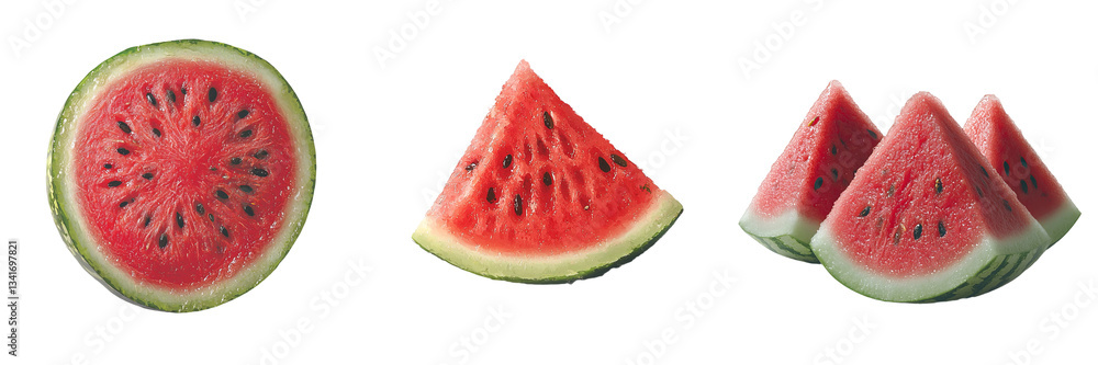 Aufkleber On a transparent background an isolated watermelon slice is generated by Generative Ai