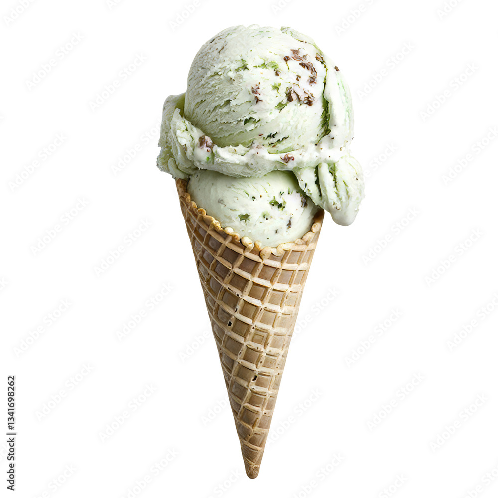 Aufkleber the image of mint chocolate chip ice cream is set against a transparent background, created using ge
