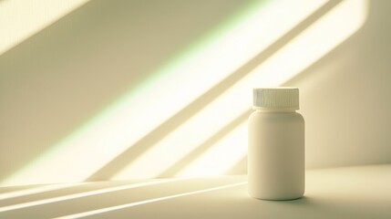 White Pill Bottle in Sunlight Minimalist Product Photography