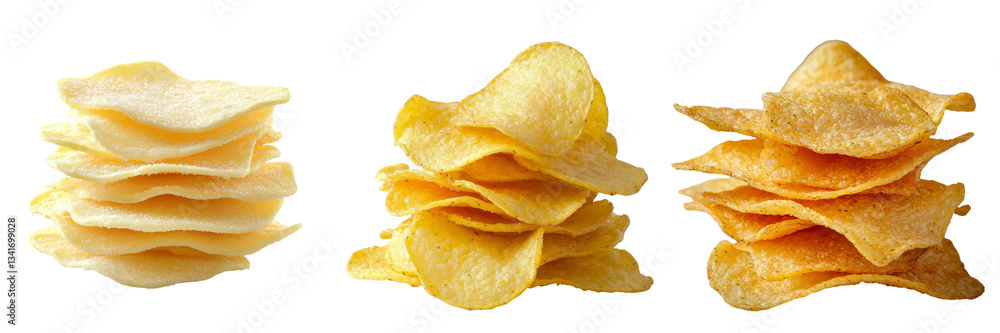 Poster Generative Ai has produced an image of crispy potato chips isolated on a transparent background