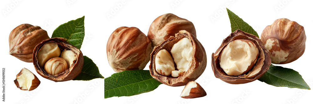 Poster On a transparent background, a hazelnut is shown in isolation, a creation of Generative Ai