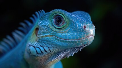 Fototapeta premium Close-up of a vibrant blue iguana