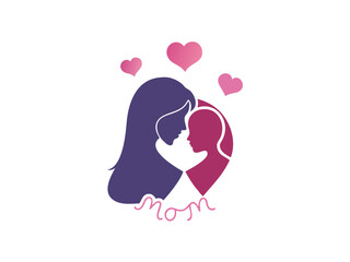 Happy Mother's Day design featuring a loving mother and child silhouette.
A simple, elegant design perfect for Mother's Day cards, apparel, or home decor. color full silhouette design Mother's day. 