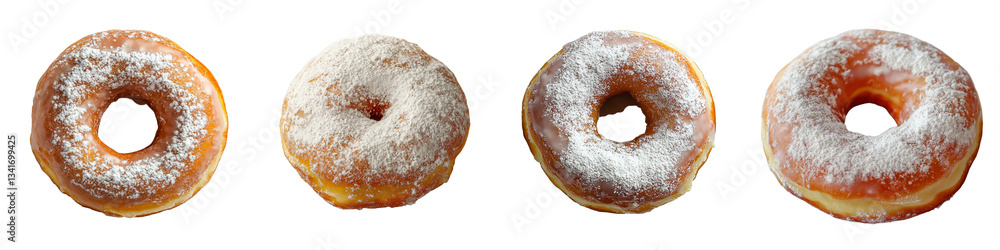 Poster an image of a freshly baked glazed donut, isolated on a transparent background, was generated using 