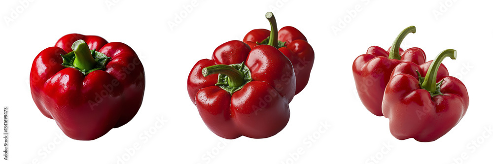 Poster on a transparent background, a red bell pepper is depicted in isolation, a product of generative ai