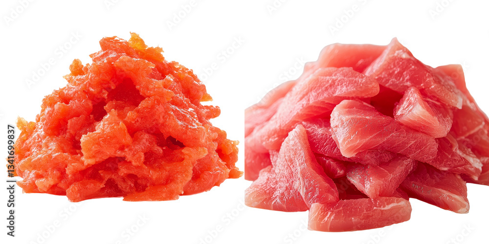 Poster Isolated raw chicken fillet chunks appear on a transparent background made by Generative Ai