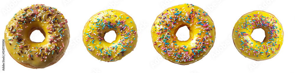 Poster on a transparent background, a yellow donut is shown in isolation, having been created with generati