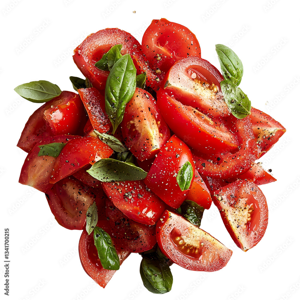 Poster a ripe red tomato is shown isolated on a transparent background, created with generative ai