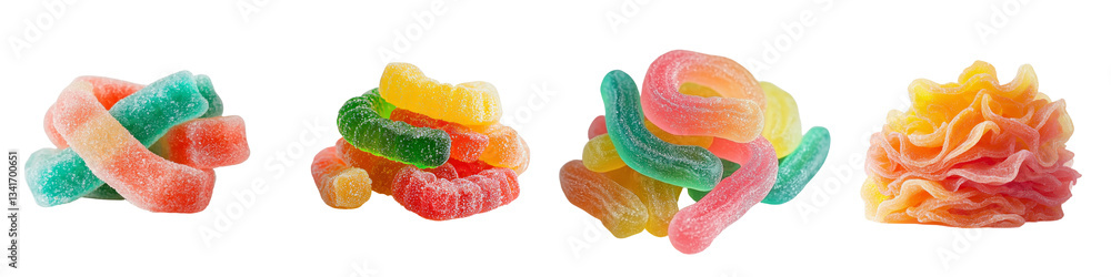 Poster Generative Ai was used to create an image of gummy worm candies isolated on a transparent background