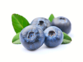 Blueberries with leaves