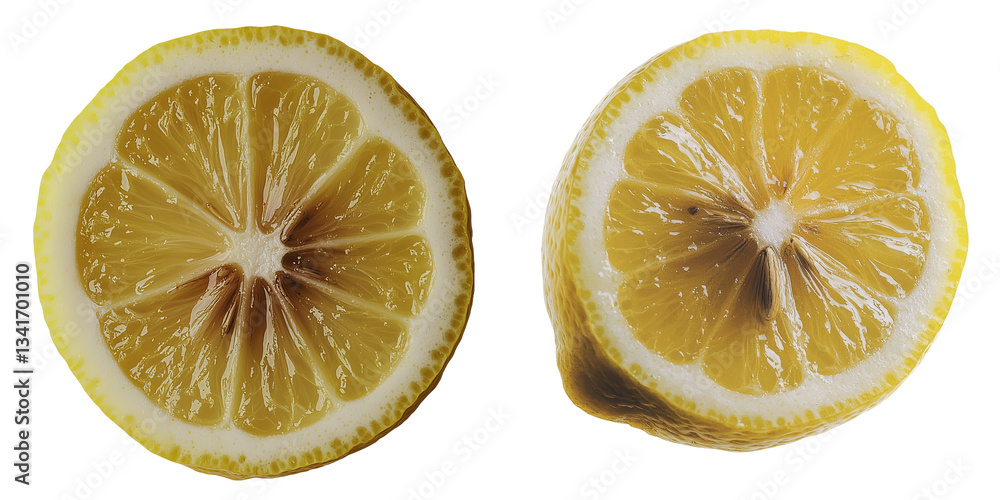 Poster Generative Ai has produced an image of a lone lemon slice positioned on a transparent background