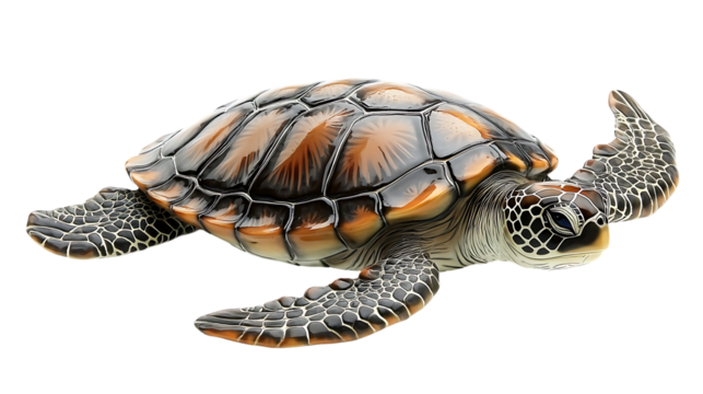 A beautiful sea turtle swims gracefully through dark water - Powered by Adobe