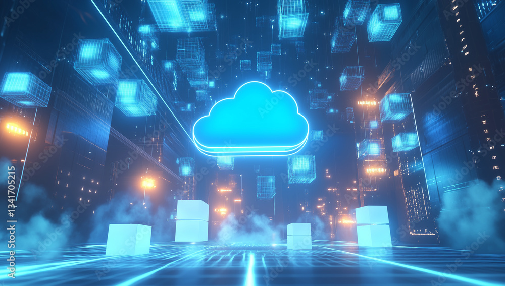 Poster cloud computing digital information and cyberspace background