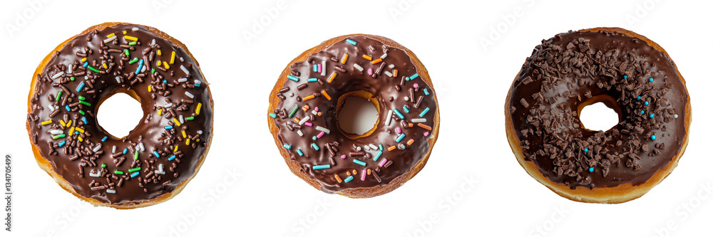 Leinwandbilder on a transparent background, a chocolate donut is depicted in isolation, a creation of generative ai