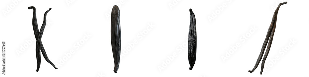 Poster An isolated vanilla bean pod is depicted on a clear background, produced with the help of Generative Ai