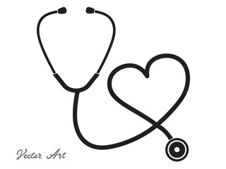 stethoscope silhouette , vector illustration , Medical stethoscope icon design, stethoscope line art vector outline drawing