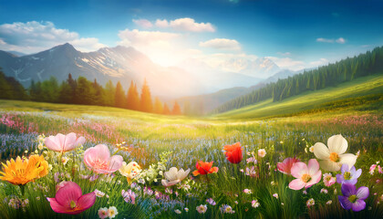 Fototapeta premium beautiful cosmos flower field