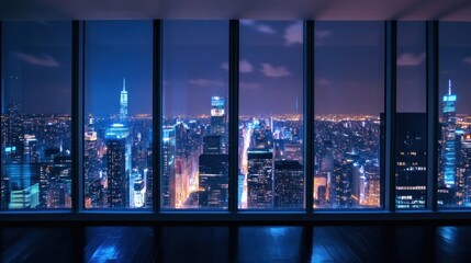 Magnificent high-rise apartment view featuring an expansive city panorama at night