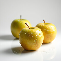 yellow apples on a white background