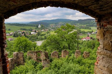 View from the hill of the ruins of the Discalced Carmelite monastery in Zagorz, Podkarpackie Voivodeship, Poland, Europe