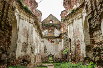 The interior of the ruins of the Discalced Carmelite monastery in Zagorz, Podkarpackie Voivodeship, Poland, Europe
