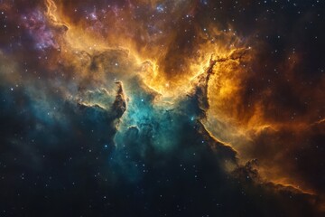 Fototapeta premium Celestial clouds and stars illuminate the vast universe in vibrant colors