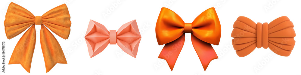 Poster on a transparent background, an image generated by ai shows an orange gift ribbon complete with a bo
