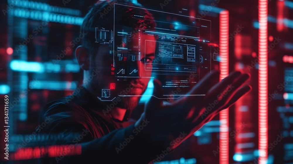 Aufkleber visionary leader fine-tunes network infrastructure using a glowing ai-powered model.