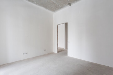 interior of the apartment without decoration in gray colors. rough finish