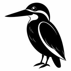 Elegant Black Kingfisher Vector Art