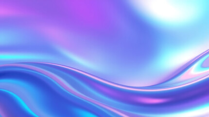 Fototapeta premium A vibrant holographic background with smooth gradient waves and an iridescent sheen. The reflective surface shifts between pastel blues, purples, and pinks, Created with generative AI