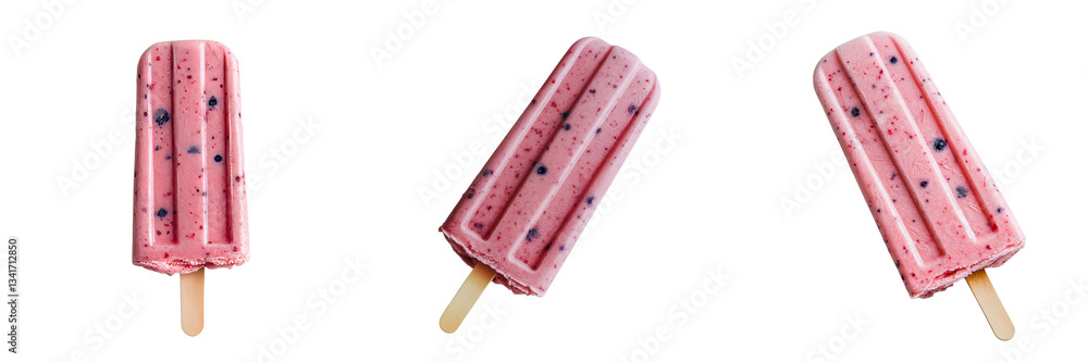 Leinwandbilder on a transparent background, isolated strawberry popsicle ice cream is generated using generative ai