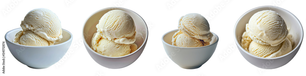 Poster a white bowl containing a scoop of vanilla ice cream, isolated and on a transparent background, was 