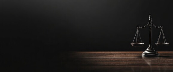 Justice Scales on Wood Table