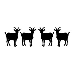 Goat Silhouette Illustration in Various Variations