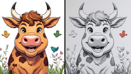 Outline wild safari animals vector illustration for coloring. Jungle animals line art