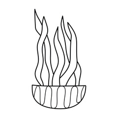 Houseplant in a pot, Doodle illustration.