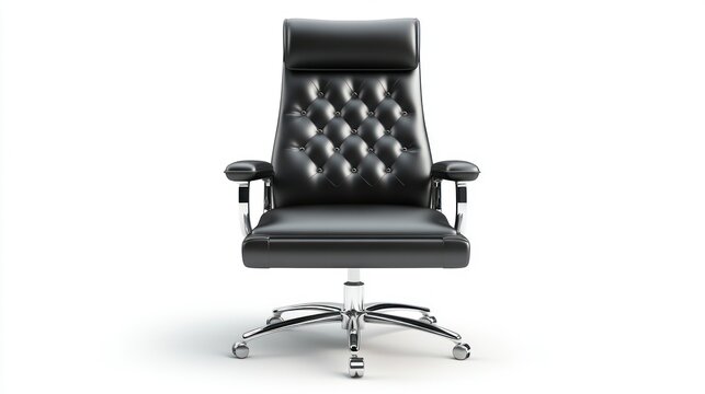 recommend clip art: A sleek black leather office chair with an ergonomic high backrest and chrome armrests