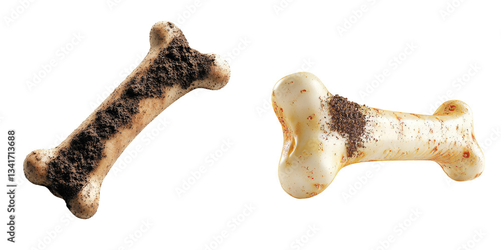 Poster On a transparent background, a dog bone is shown in isolation, having been generated using AI