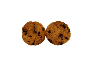 Homemade Chocolate Chip Cookies, isolated on white background