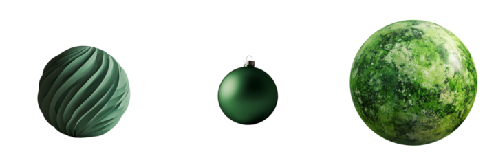 On a transparent background, a green Christmas ball is shown in isolation, generated by Ai technology