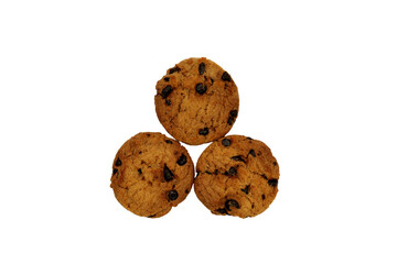 Homemade Chocolate Chip Cookies, isolated on white background