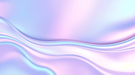 Fototapeta premium A vibrant holographic background with smooth gradient waves and an iridescent sheen. The reflective surface shifts between pastel blues, purples, and pinks, Created with generative AI