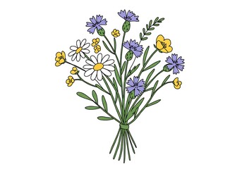 Fototapeta premium Flowers bouquet with doodle style 