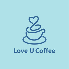 logo icon coffee , cafe coffee logo template love u coffee vector illustration