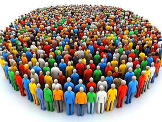 Fototapeta premium Crowd of people standing together on white background